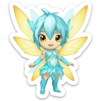 a anthro chibi-style crystal-type-fairy-type-ice-type Fakémon-hybrid full body sticker