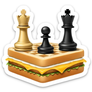 Chess pieces boxing on an egg sandwich sticker
