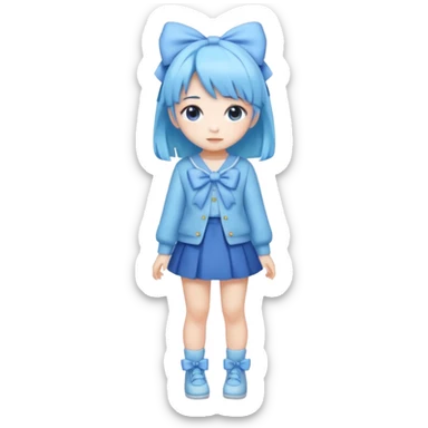 Kawaii girl Japanese full body blue pastel sticker