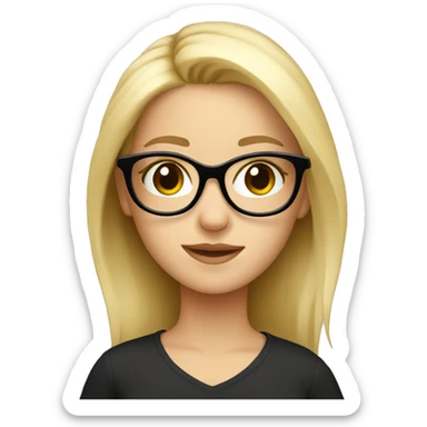 Cute blonde girl with black framed glasses sticker