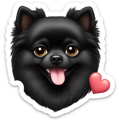 cute black pomeranian with hearts sticker