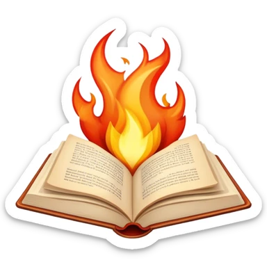 open book transforming into flame shape sticker