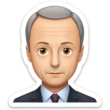 Friedrich Merz, German politician with short gray hair and suit sticker