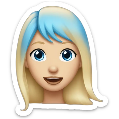 Blue eyed blond girl sticking tongue out sticker