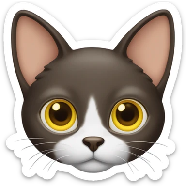 Dark brown cat with yellow eyes and big ears and long nose  sticker