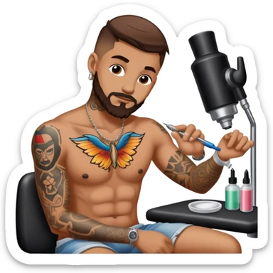 Kenny Sitting at a tattoo Studio getting tattoed sticker