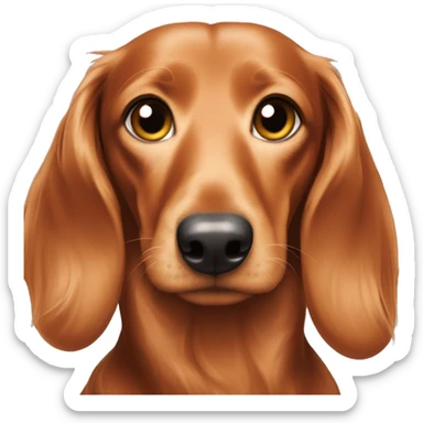 Redhead 👩🏼‍🦰 with light hair longhair dachshund in front of her sticker