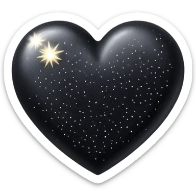a black heart with tiny glitter dust on it sticker