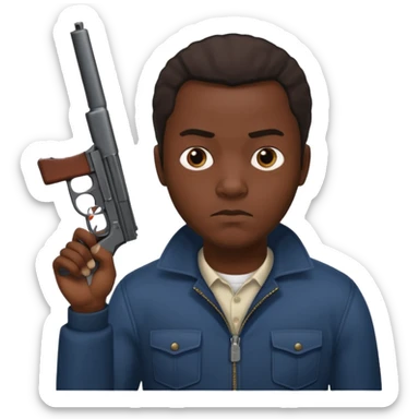 African American gang member terrorist with a gun sticker