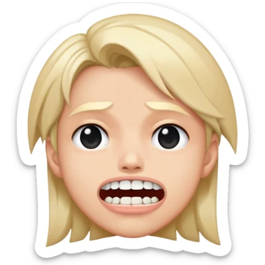 Super idol with a worried face but the upper teeth are sticking out and the background is pitch black and super idol is a staticky type of image sticker