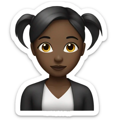 Black girl with straight hair and face mask on sticker