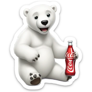 Polar bear holding a coke soda bottle  sticker