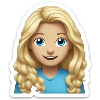 smiling girl with long blonde hair and blue eyes  sticker