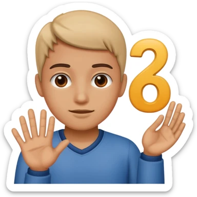 a person holding a 6 and a 7 sticker