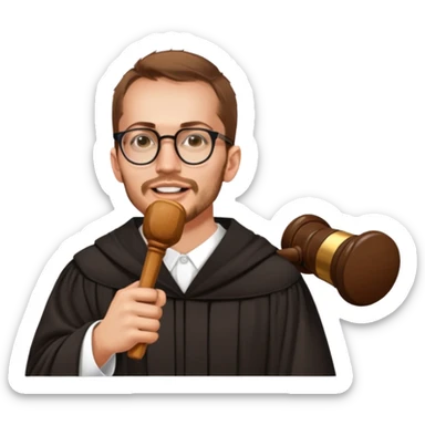 Wearing a judges robe and holding a gavel￼ sticker