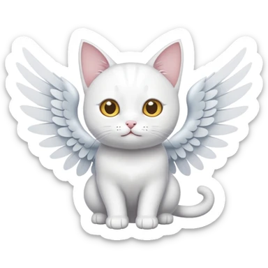 white cat with wings sticker