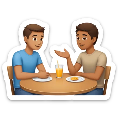 Two guys talking at a table sticker