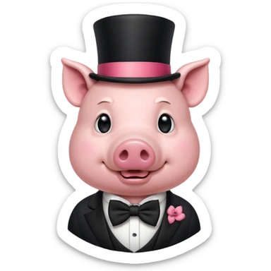 Gentleman Pig – pig with black top hat and bow tie sticker