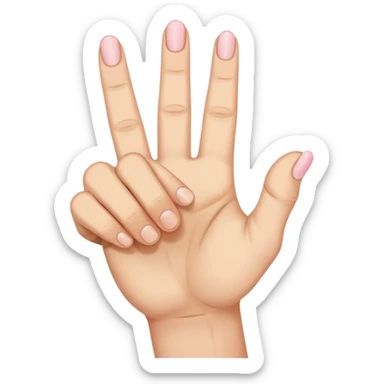 a fist with only three fingers straight - THUMB, MIDDLE FINGER AND A PINKY FINGER. The pointer and the ring finger are crossed down. sticker