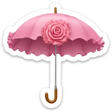 Detailed pink umbrella with large ruffles and roses  sticker