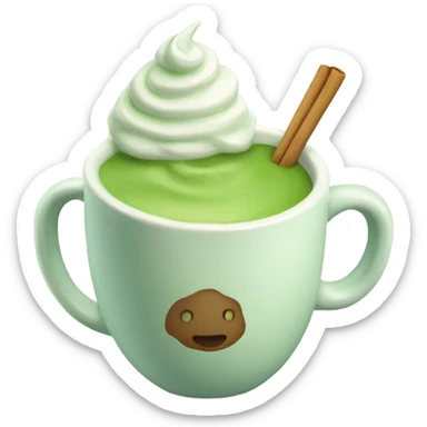 Realistic Matcha latte in pastel mug sticker