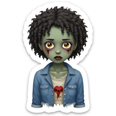 A black zombie girl with very short curly hair sticker
