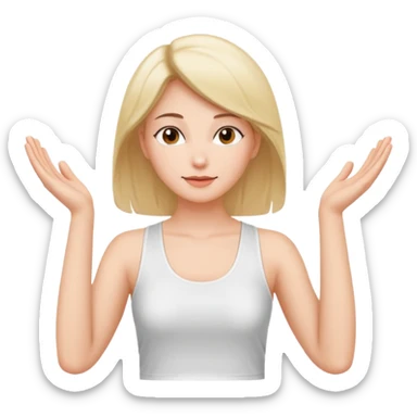 A woman who just woke up, stretching lazily with her hands raised sticker