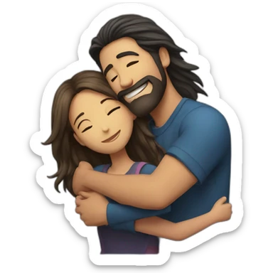 Man long hair hugging a girl sticker