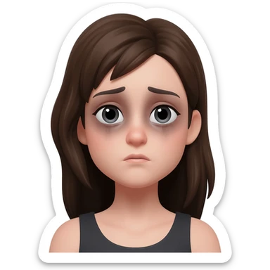 Mirada de una chica cansada con ojeras sticker