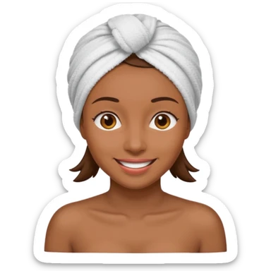 Mujer morena con una toalla en la cabeza  sticker