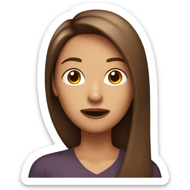 Emoji brown-haired woman with long straight hair with her index in front of her mouth sticker