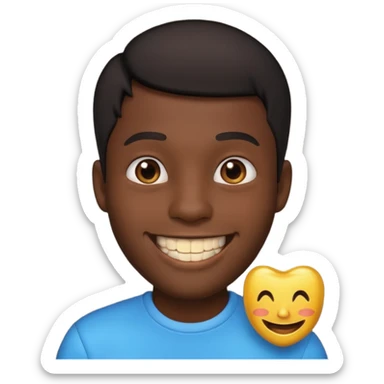 Isso agora faca esse emoji masculino com um cabelo preto baixo e um sorriso com um dente de ouro sticker