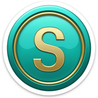 Create a custom emoji badge featuring a stylized, letter “S”. Use the Platinum rank style from League of Legends: teal-green metallics, reflective surfaces, and a futuristic elegant frame. Vibrant and high readability.
 sticker