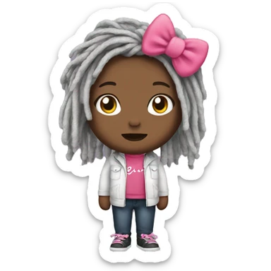 hello kitty with locs as har sticker