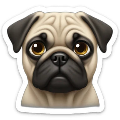 pug wearing a black t-shirt sticker