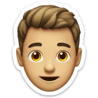 A boy squinting.  sticker