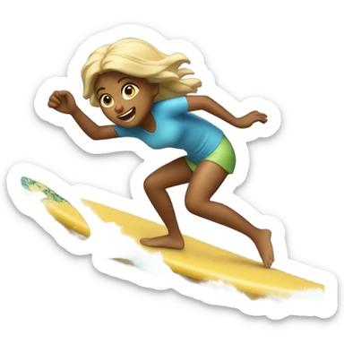 girl surf boarding off a cliff sticker