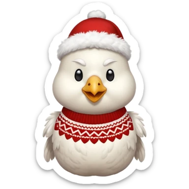 White Chicken with a Christmas jumper sticker