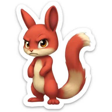 Anthro Sona Angry Edgy Fakemon Full Body Red Rabbit Squirrel Chibi Cute  sticker