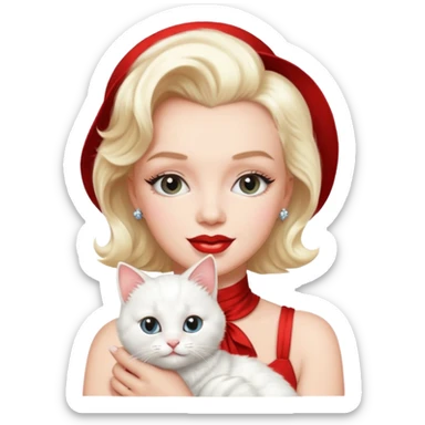 Marilyn Monroe, with cute cat sticker