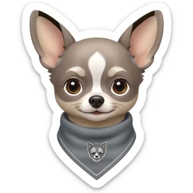 Make a cute Gray Chihuahua wearing a Gray earthy tone bandana with the logo TCO on the bandana sticker