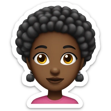 Black girl with big puff balls sticker