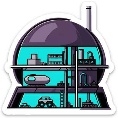 futuristic secret lair under construction sticker