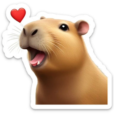 Capybara con corazón rojo en manos con cara enojada sticker