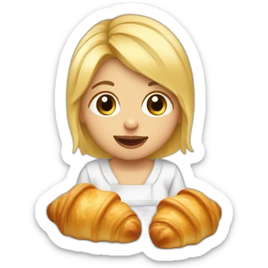 Tête bébé fille blonde qui mange un croissant  sticker