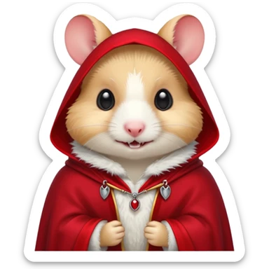 { "type": "object", "look": "hamster in red collar cloak", "description": "a vampire hamster wearing a red collar cloak" } sticker