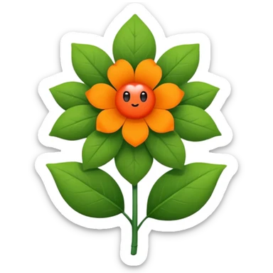 Green stem, white bud with black cartoony face: ;p. And six heart shaped yellowish orange petals sticker