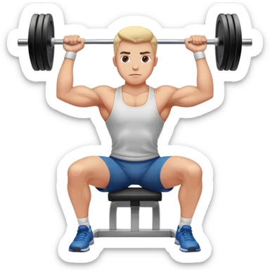A focused athlete using a gym machine, lifting weights with determination. The gym has modern equipment, mirrors reflecting strength, and a motivating atmosphere. The athlete's concentration shows dedication and commitment to fitness sticker