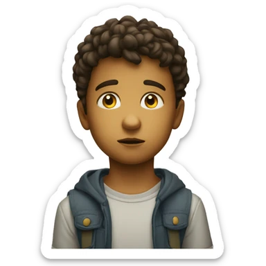 focused young boy gazes afar photographr sticker