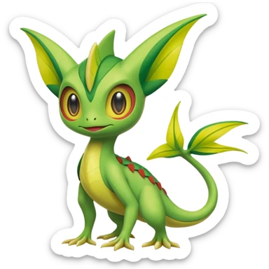 Celebi-Axew-Grovyle-hybrid-Fakémon-creature (full body) sticker